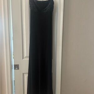 Mary L Couture Black Satin Dress